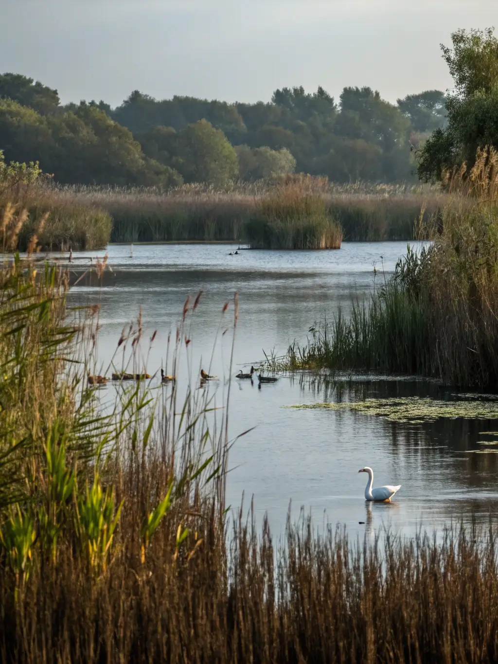 A photo of a restored wetland area, showcasing the positive impact of La Gaule Callacoise's habitat restoration projects on local biodiversity.